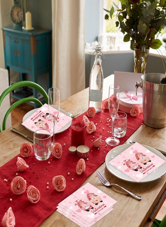 HiEnjoin 50 Pack Valentine's Napkins, Disposable Pink Cocktail Napkins for Valentine's Party Supplies Weddings Anniversaries Table Decor - Image 5